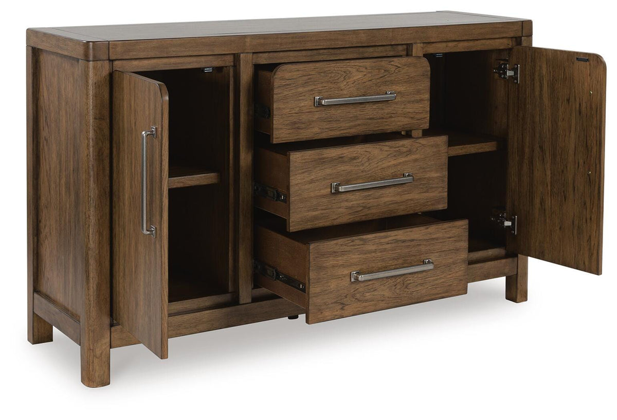 Cabalynn Dining Server in Light Brown, open view