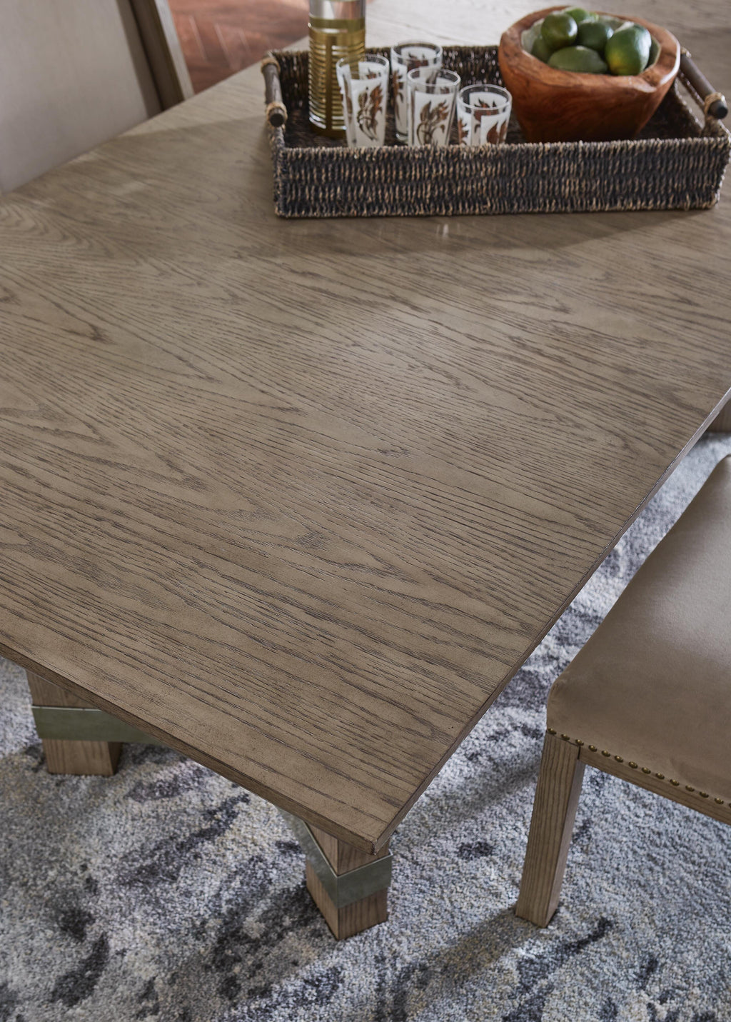 Chrestner Dining Table in Gray, detail view