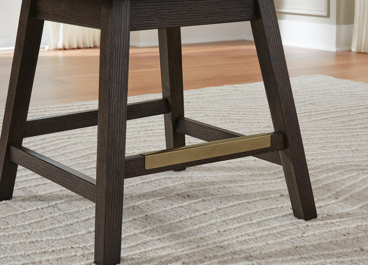 Burkhaus Counter Height Barstool in Beige/Dark Brown, detail view