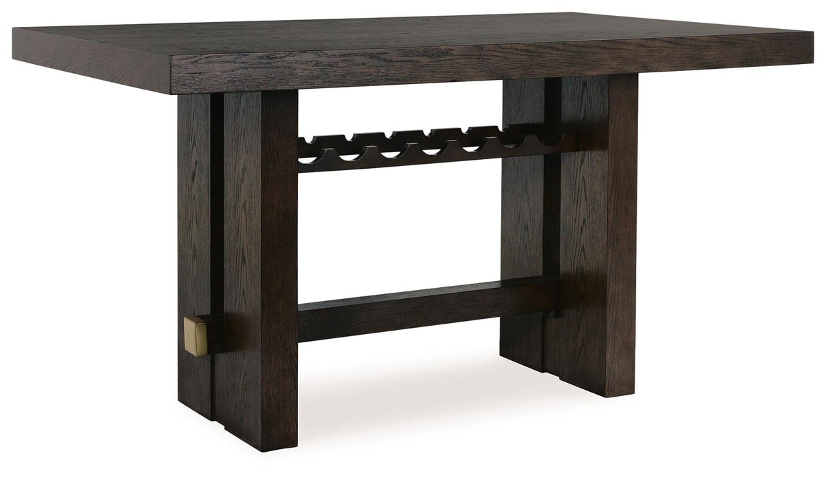 Burkhaus Counter Height Dining Table in Dark Brown, angle view