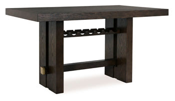 Burkhaus Counter Height Dining Table in Dark Brown, angle view