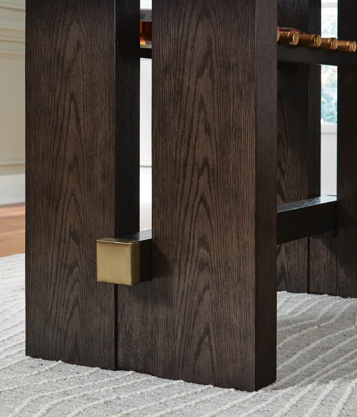 Burkhaus Counter Height Dining Table in Dark Brown, detail view