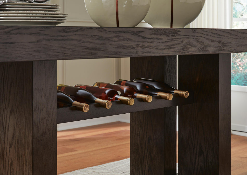 Burkhaus Counter Height Dining Table in Dark Brown, detail view