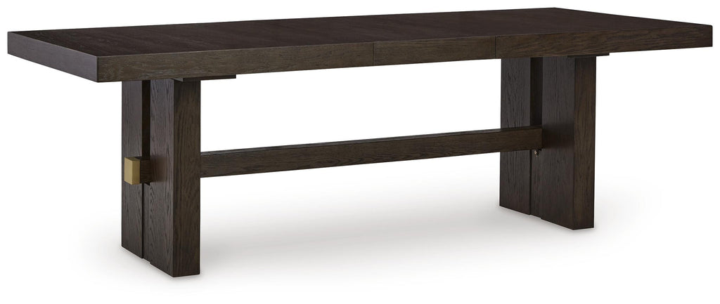 Burkhaus Dining Extension Table in Dark Brown, angle view
