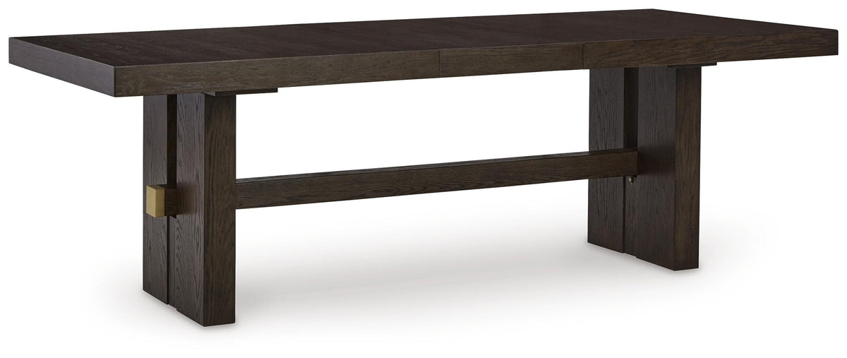 Burkhaus Dining Extension Table in Dark Brown, angle view
