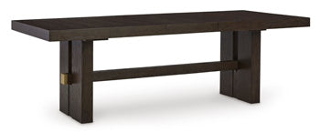 Burkhaus Dining Extension Table in Dark Brown, angle view