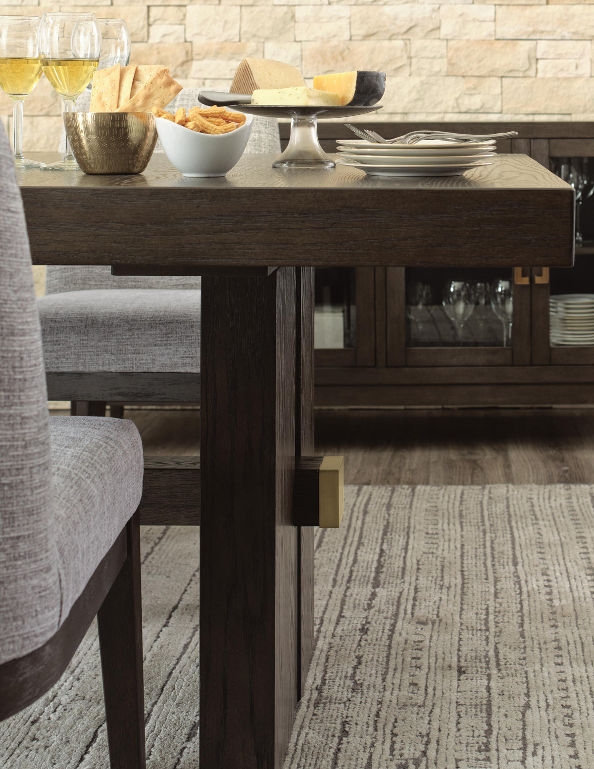Burkhaus Dining Extension Table in Dark Brown, detail view
