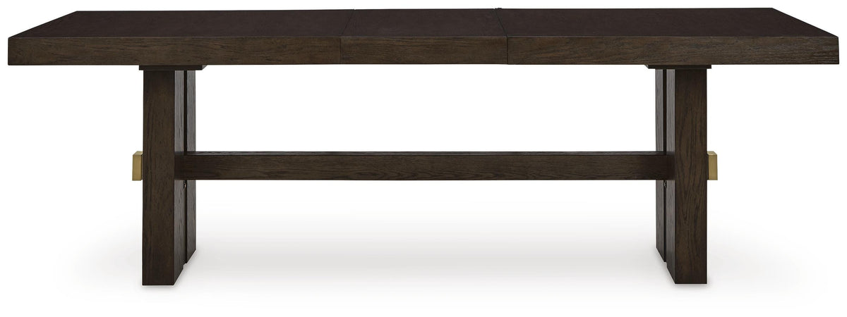 Burkhaus Dining Extension Table in Dark Brown, front view