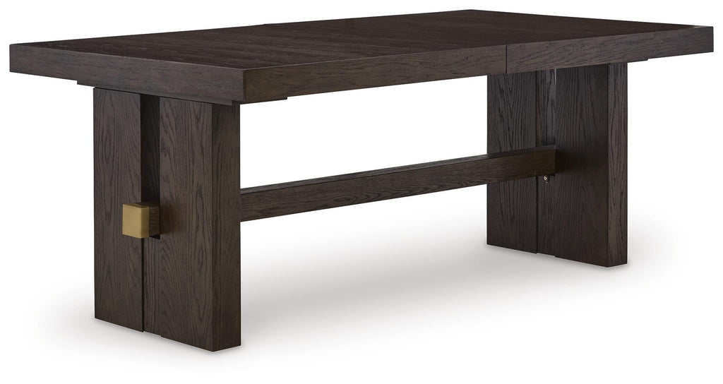 Burkhaus Dining Extension Table in Dark Brown, angle view