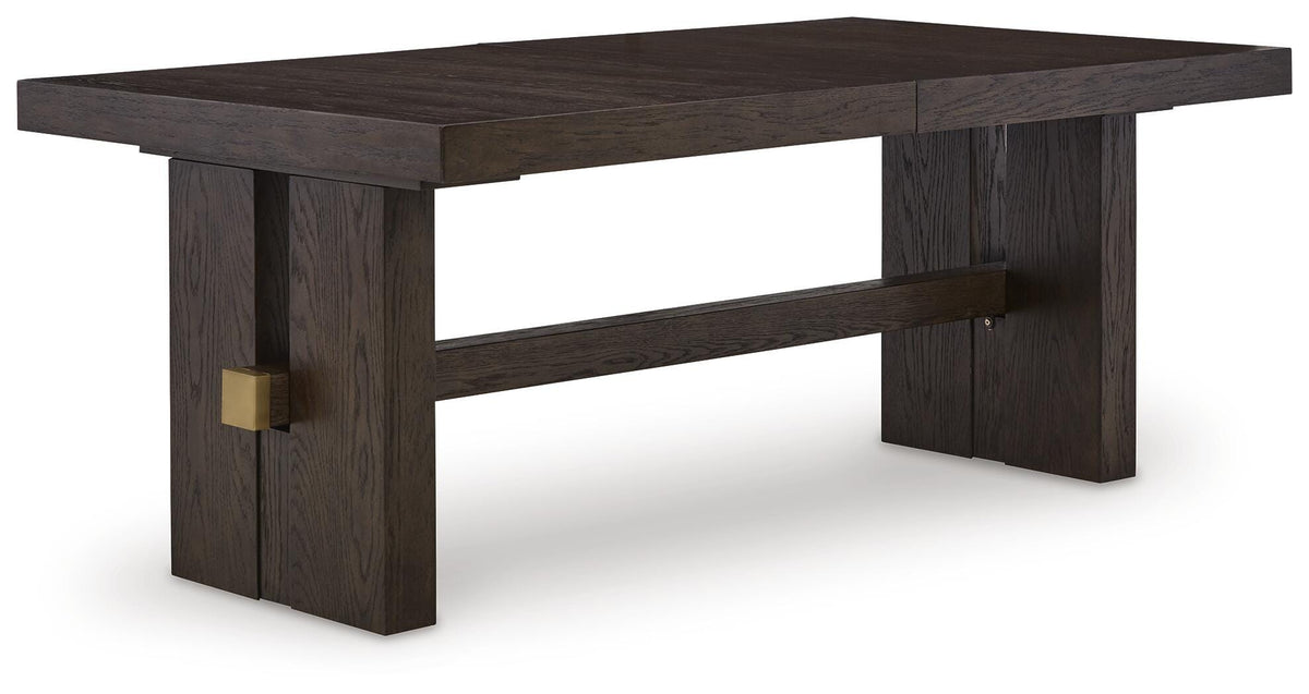 Burkhaus Dining Extension Table in Dark Brown, angle view