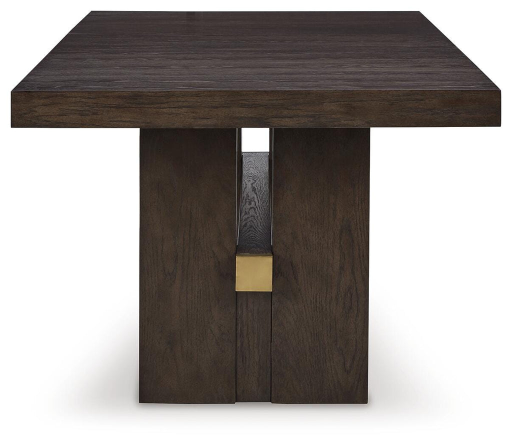 Burkhaus Dining Extension Table in Dark Brown, side view