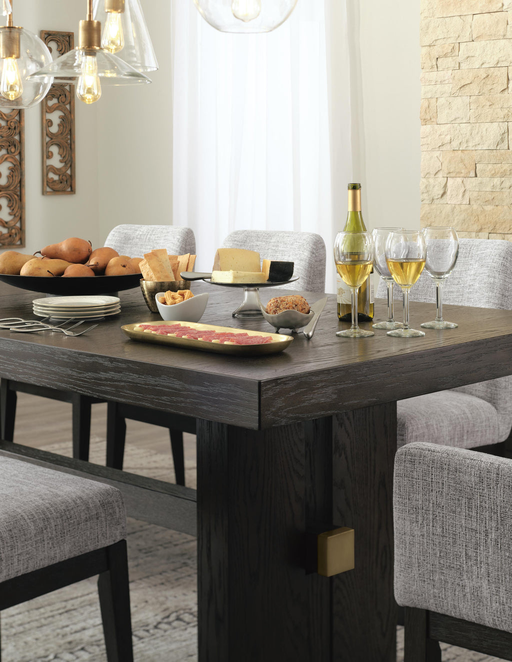 Burkhaus Dining Extension Table in Dark Brown, top view