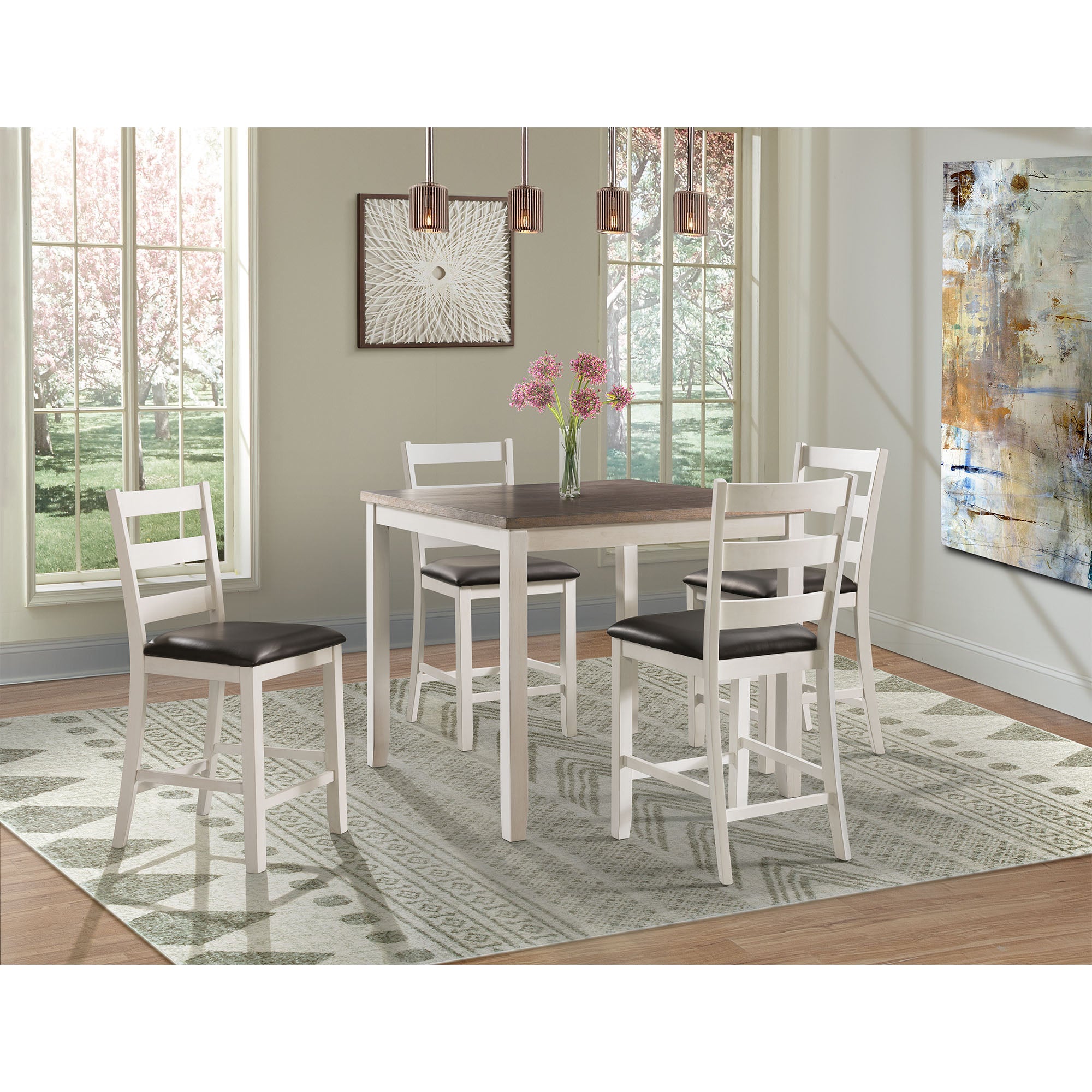Martin 5Pc Counter Set (Dark Brown Top - White Base)