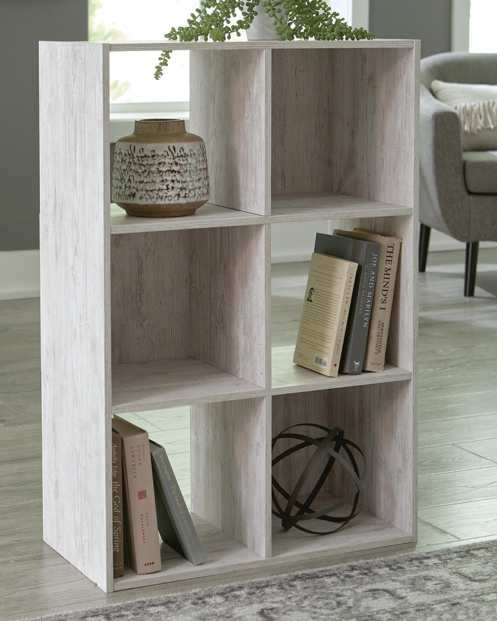 Paxberry Six Cube Organizer in Whitewash, lifestyle view
