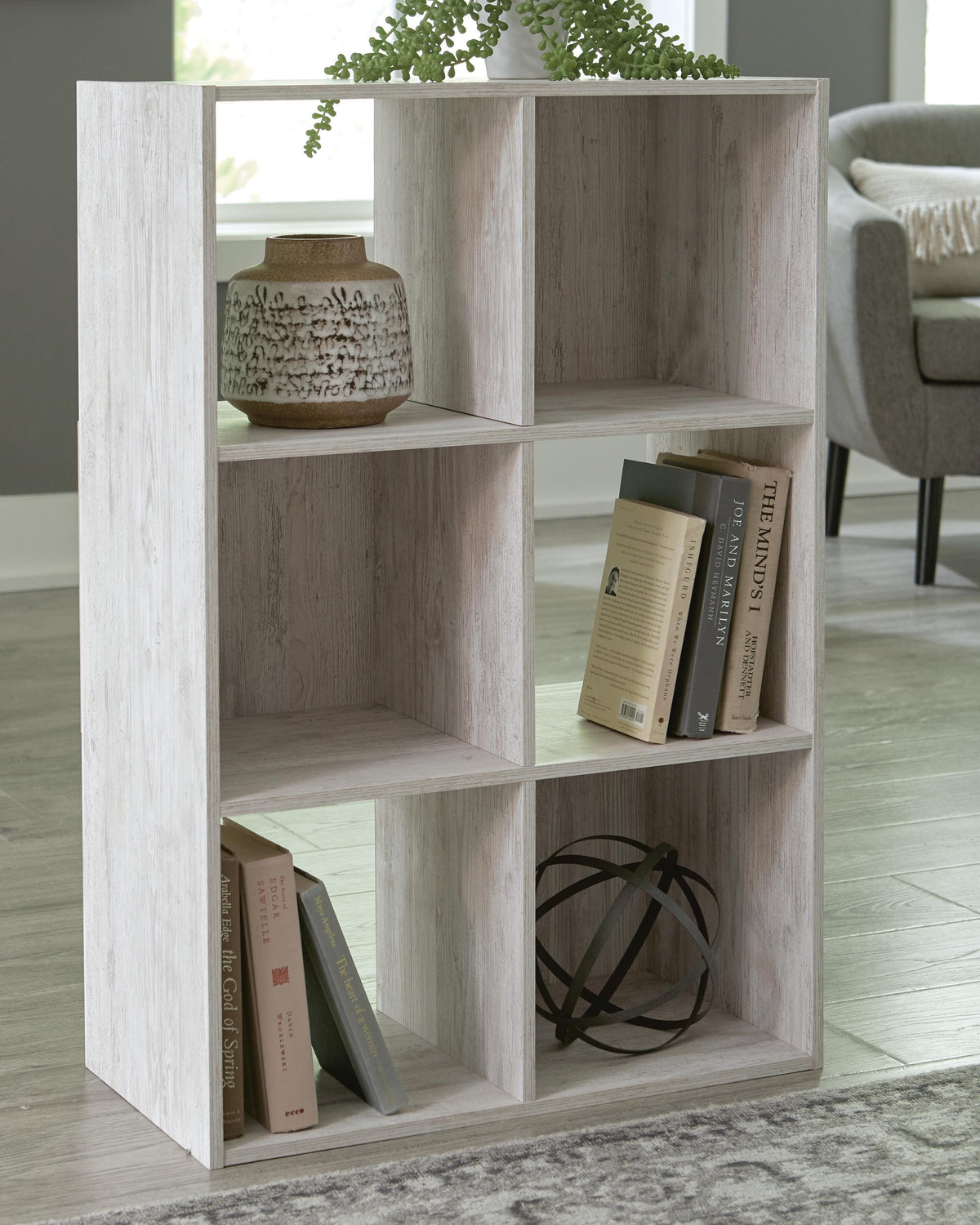 Paxberry Six Cube Organizer in Whitewash, lifestyle view