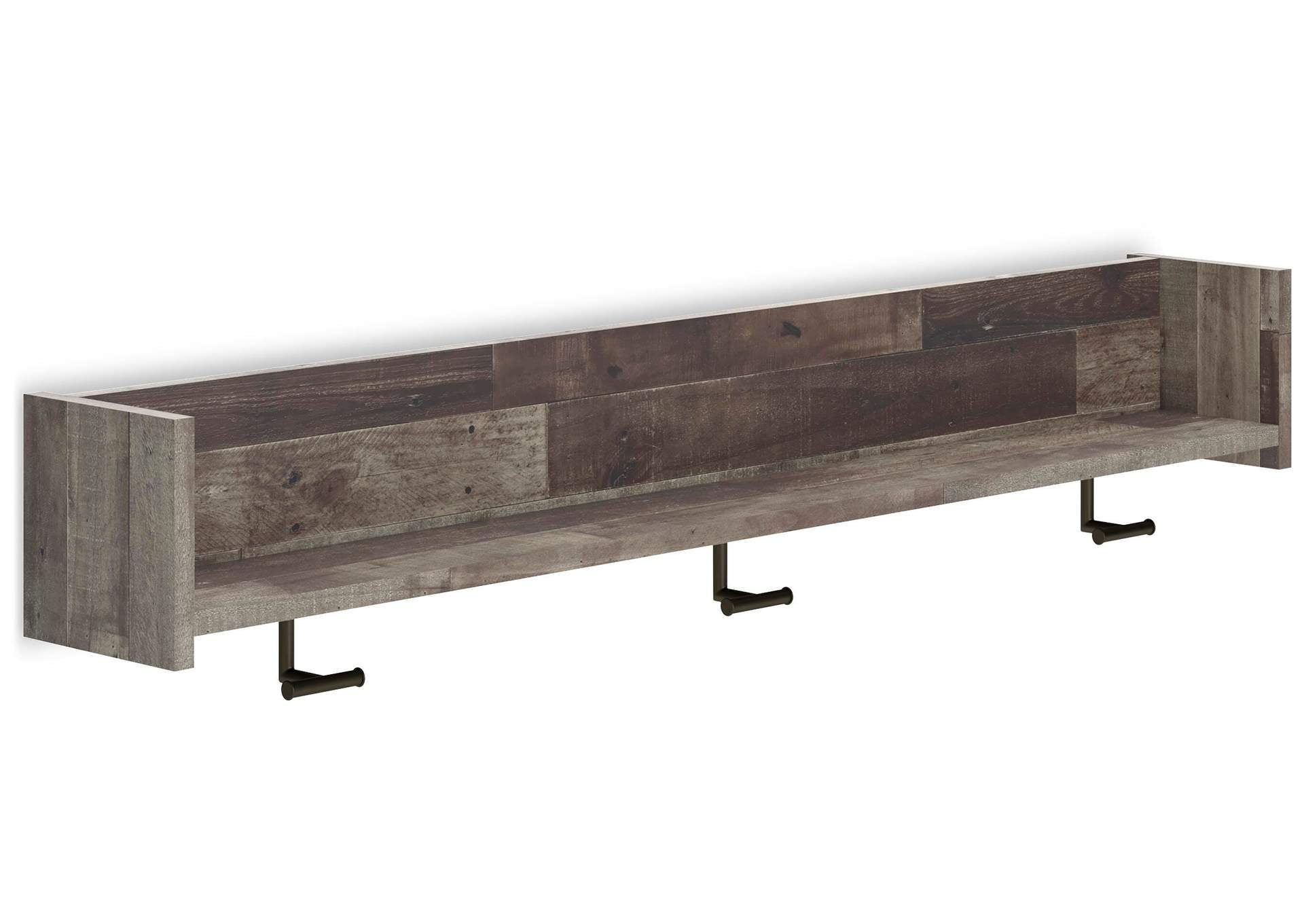 Neilsville Wall Mounted Coat Rack with Shelf angled view