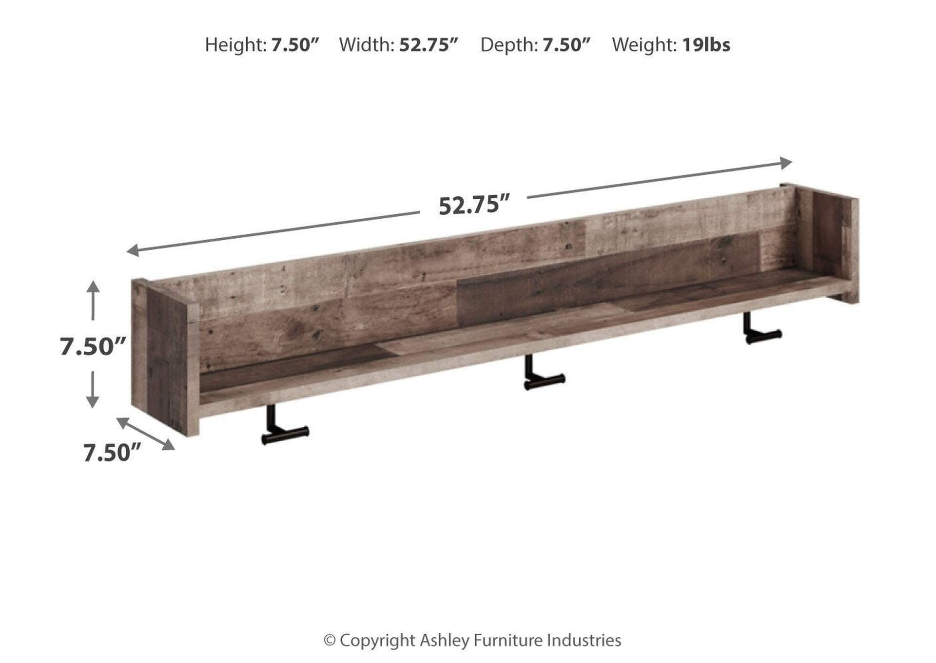 Neilsville Wall Mounted Coat Rack with Shelf dimensions