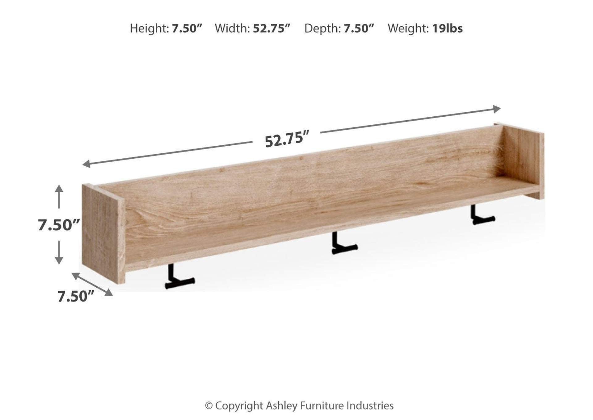 Oliah Wall Mounted Coat Rack with Shelf dimensions