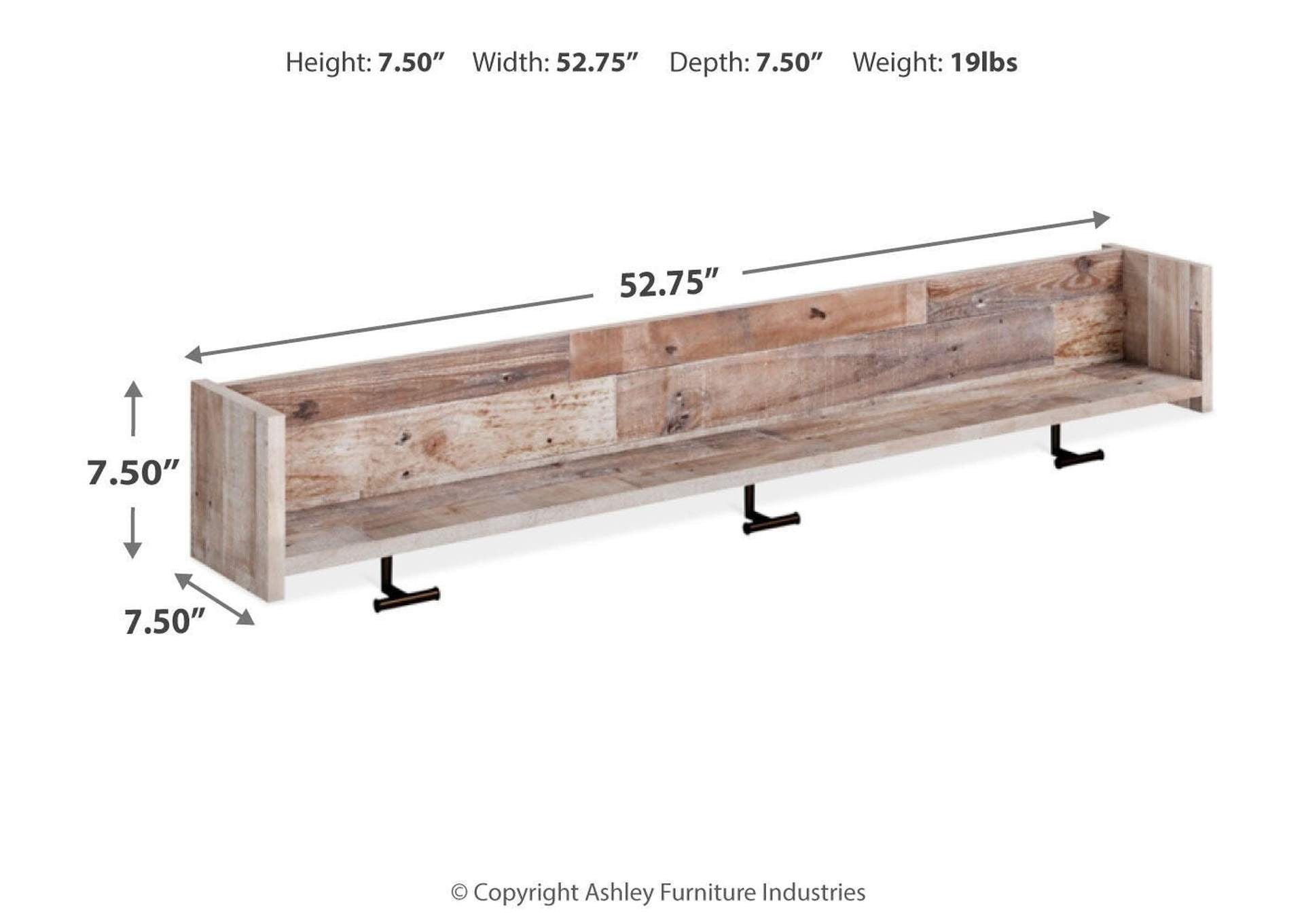 Neilsville Wall Mounted Coat Rack with Shelf dimensions