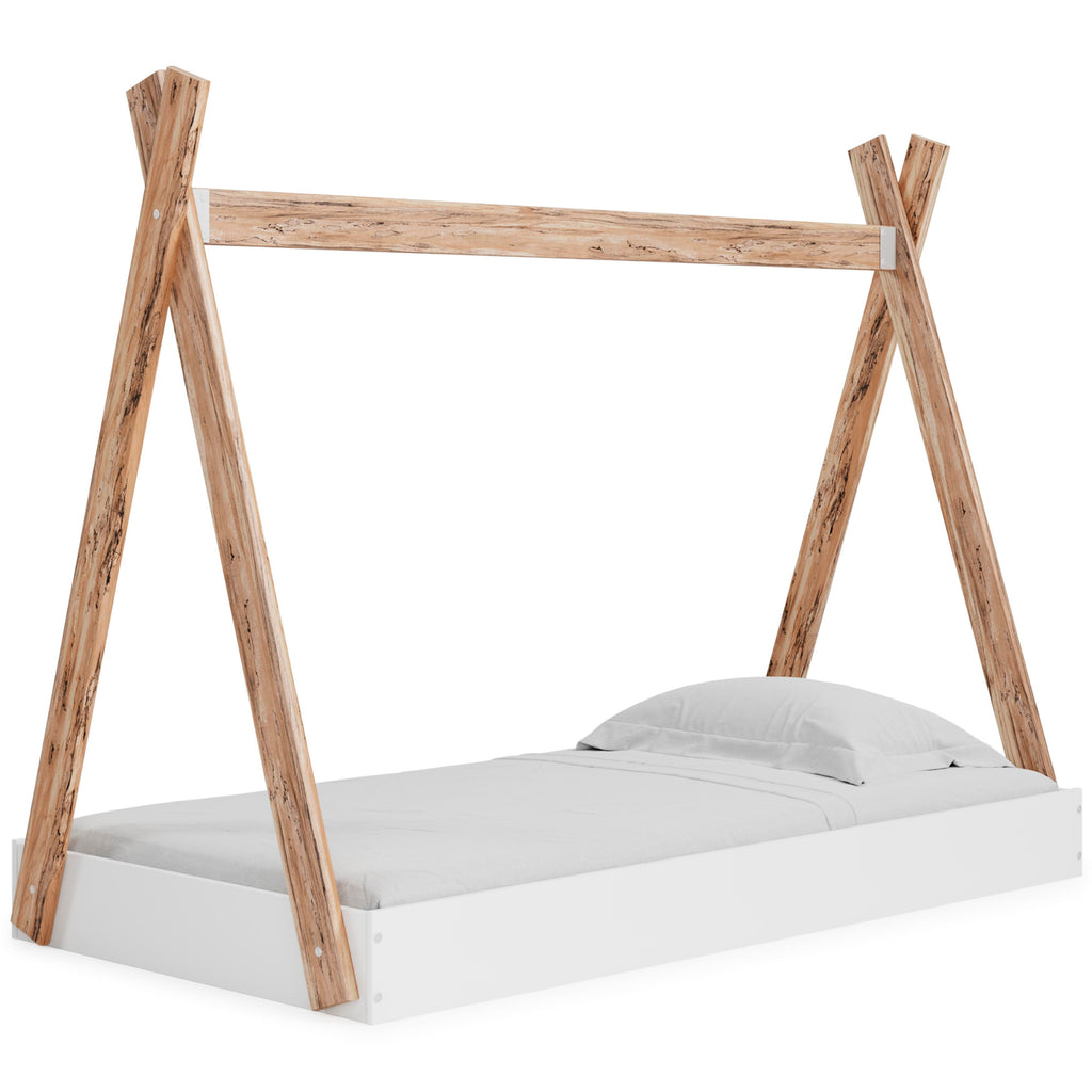 Piperton Twin Tent Complete Bed in Box in Two-tone Brown/White, angle view