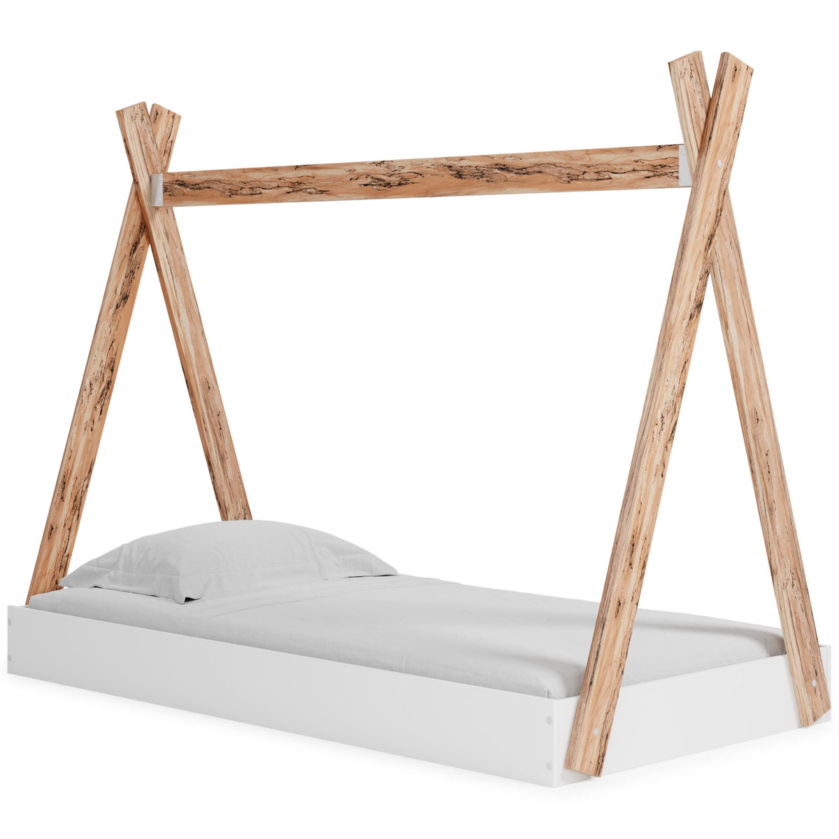 Piperton Twin Tent Complete Bed in Box in Two-tone Brown/White, angle view