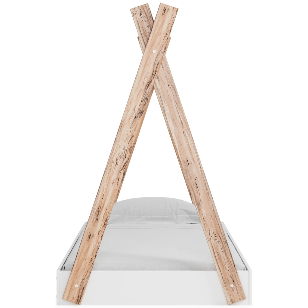 Piperton Twin Tent Complete Bed in Box in Two-tone Brown/White, front view