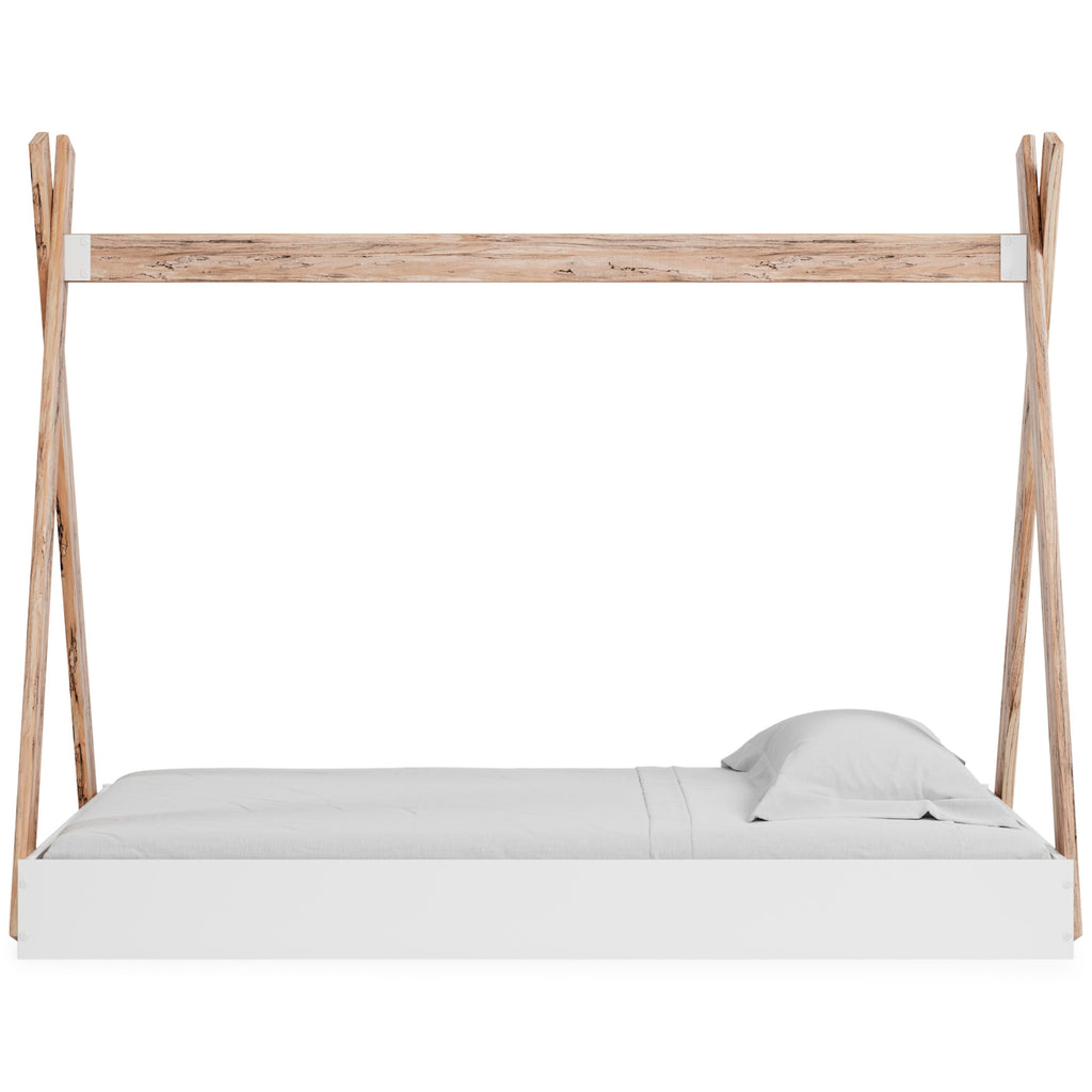 Piperton Twin Tent Complete Bed in Box in Two-tone Brown/White, alternate side view