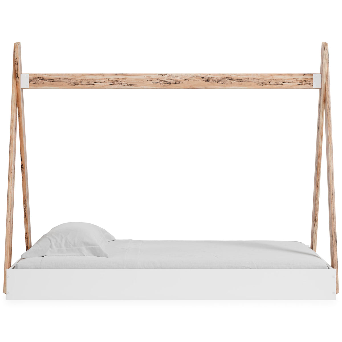 Piperton Twin Tent Complete Bed in Box in Two-tone Brown/White, side view