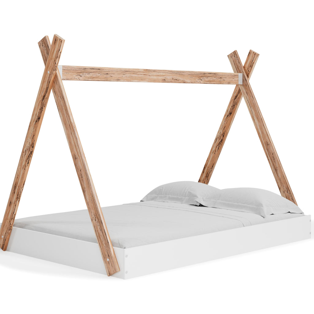 Piperton Full Tent Complete Bed in Box in Two-tone Brown/White, angle view