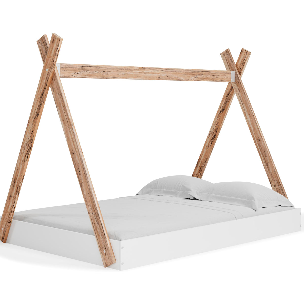 Piperton Full Tent Complete Bed in Box in Two-tone Brown/White, angle view