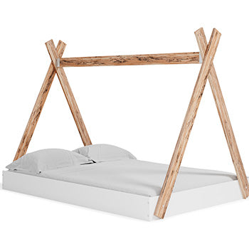 Piperton Full Tent Complete Bed in Box in Two-tone Brown/White, angle view