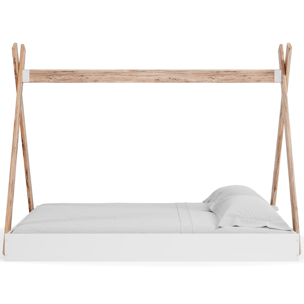 Piperton Full Tent Complete Bed in Box in Two-tone Brown/White, alternate side view