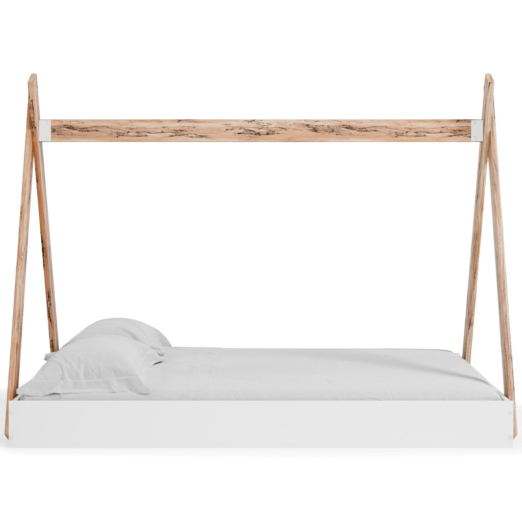 Piperton Full Tent Complete Bed in Box in Two-tone Brown/White, side view