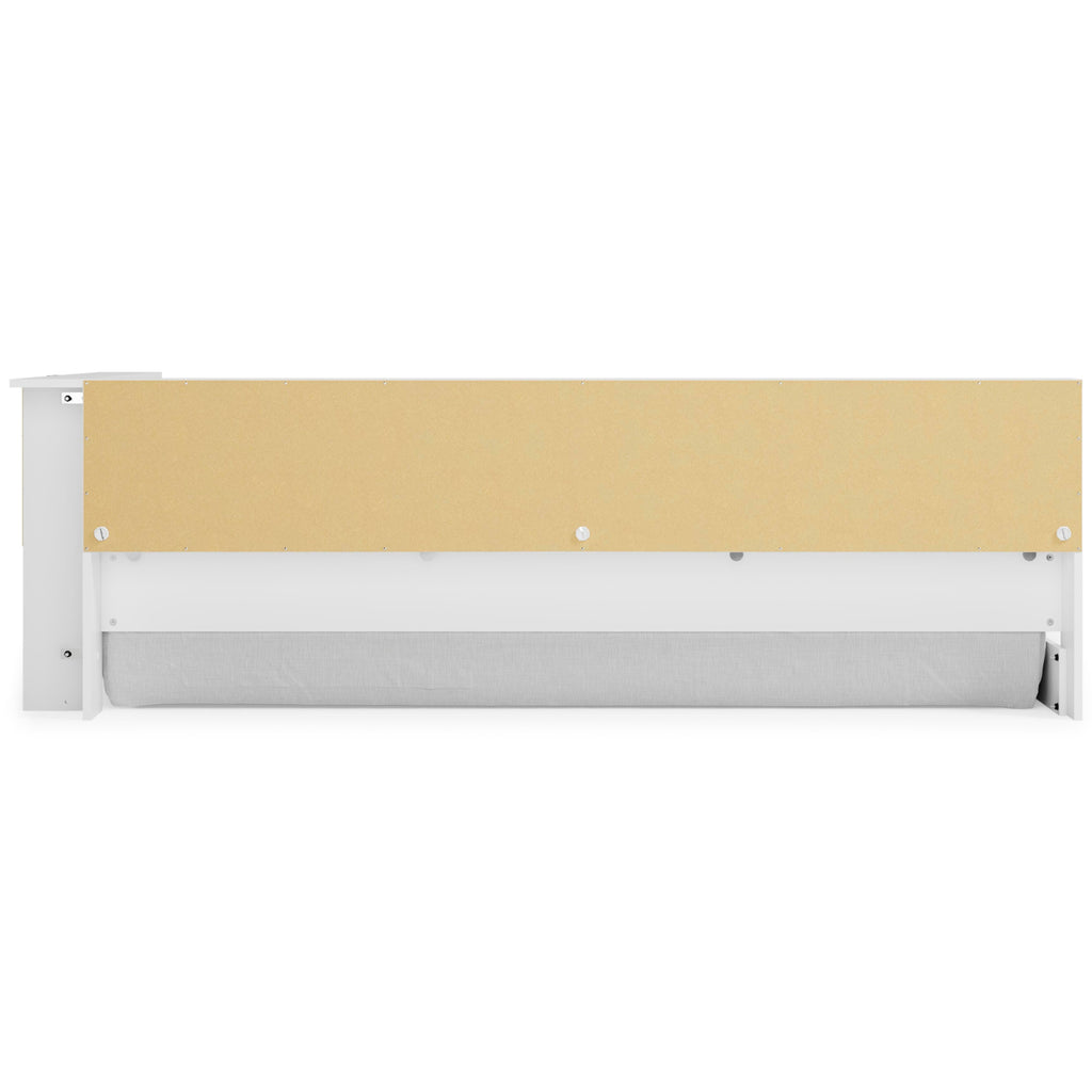 Piperton Twin Bookcase Storage Bed in White, back view