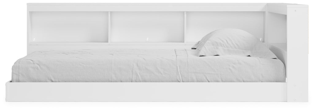 Piperton Twin Bookcase Storage Bed in White, front view