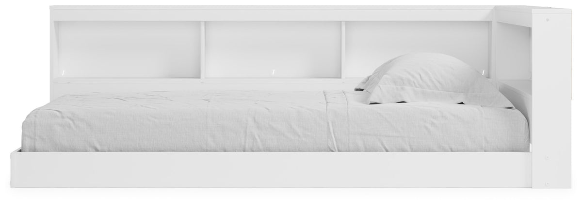 Piperton Twin Bookcase Storage Bed in White, front view