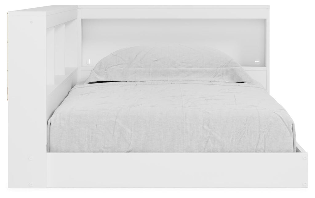 Piperton Twin Bookcase Storage Bed in White, side view