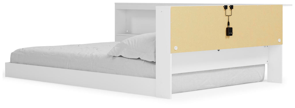 Piperton Full Bookcase Storage Bed in White, angle view