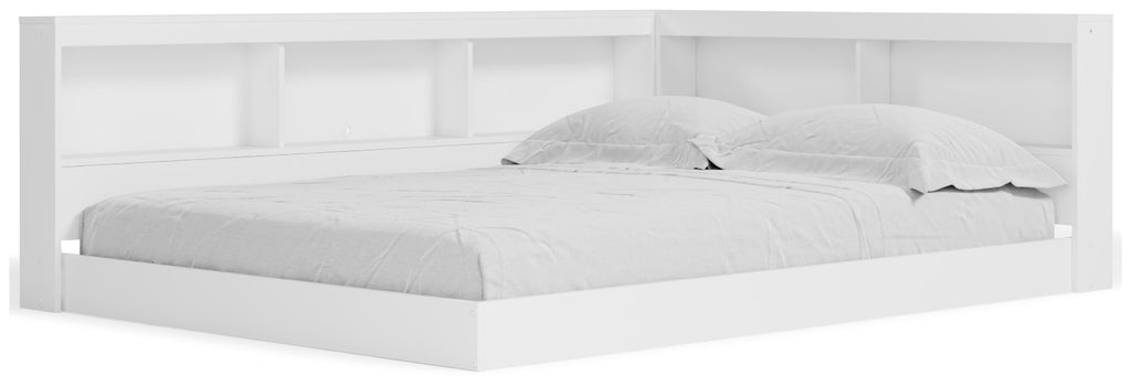 Piperton Full Bookcase Storage Bed in White, angle view