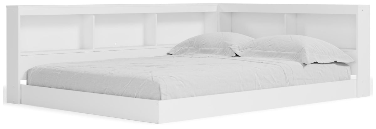 Piperton Full Bookcase Storage Bed in White, angle view
