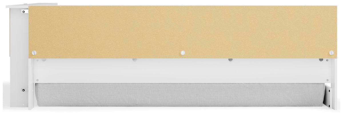 Piperton Full Bookcase Storage Bed in White, back view