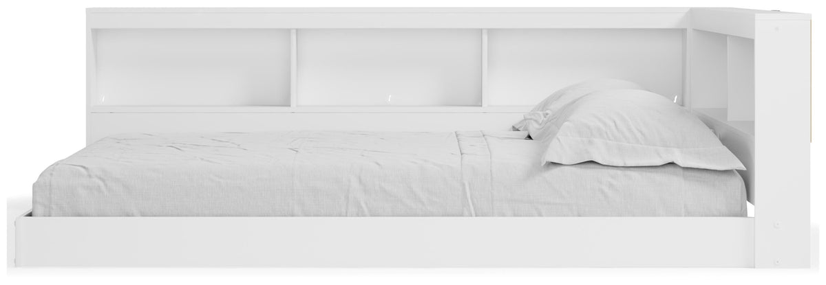 Piperton Full Bookcase Storage Bed in White, front view