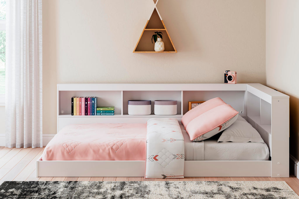 Piperton Full Bookcase Storage Bed in White, alternate view 3