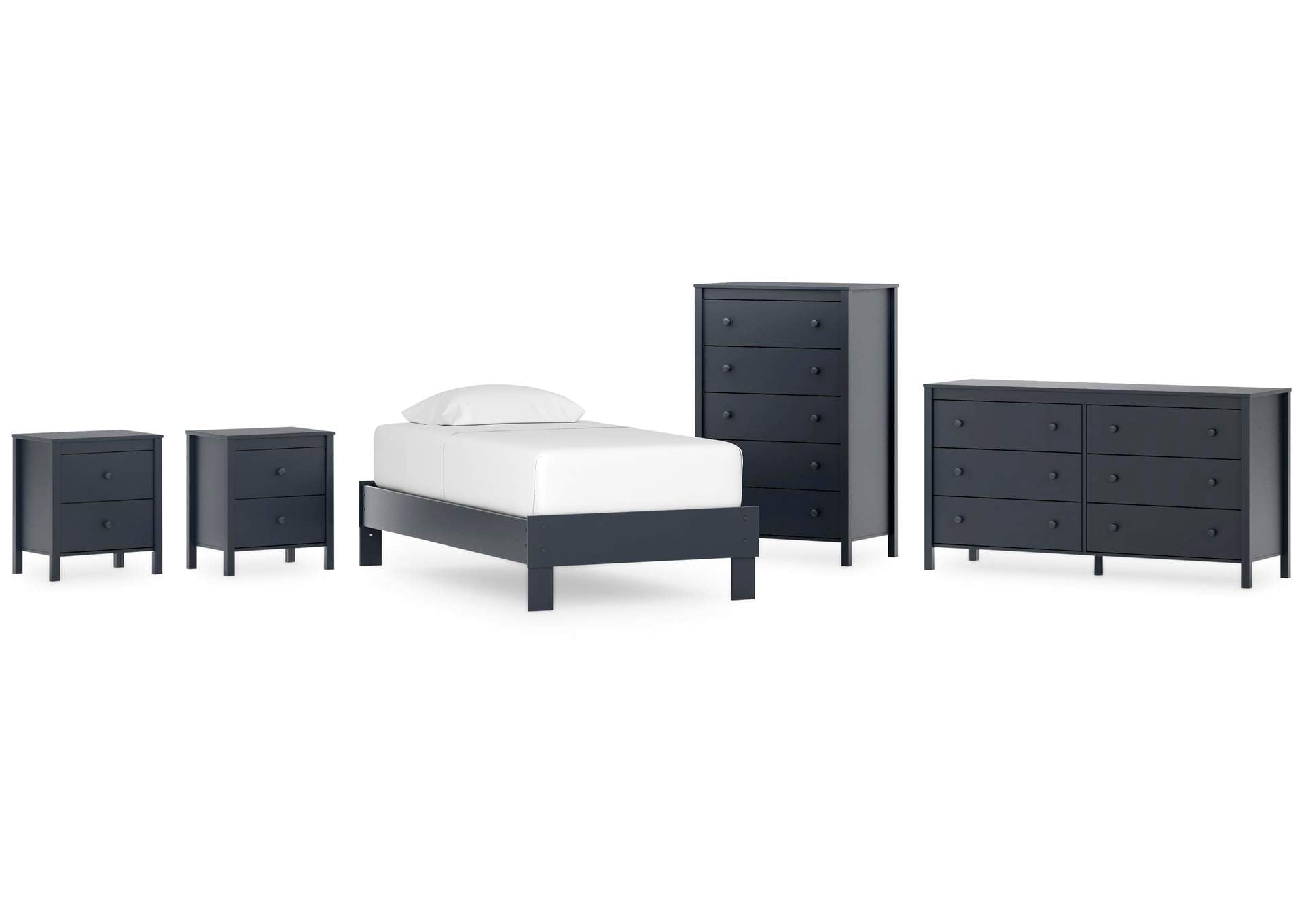 Simmenfort Twin Platform Bed, Dresser, Chest and 2 Nightstands