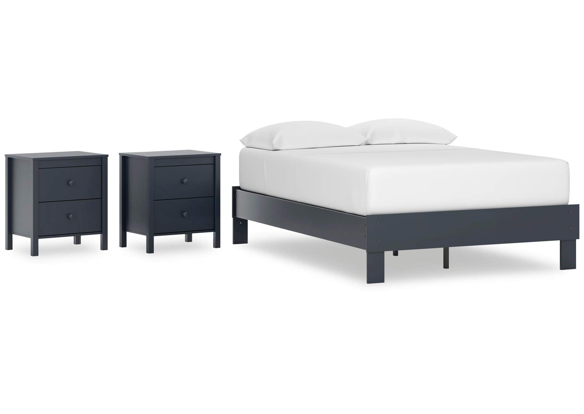 Simmenfort Full Platform Bed and 2 Nightstands