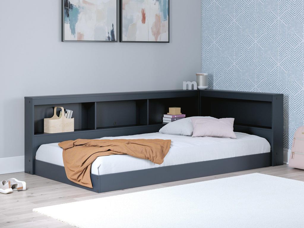 Simmenfort Twin Bookcase Storage Bed in Navy Blue, alternate view 2