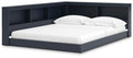 Simmenfort Full Bookcase Storage Bed in Navy Blue, angle view