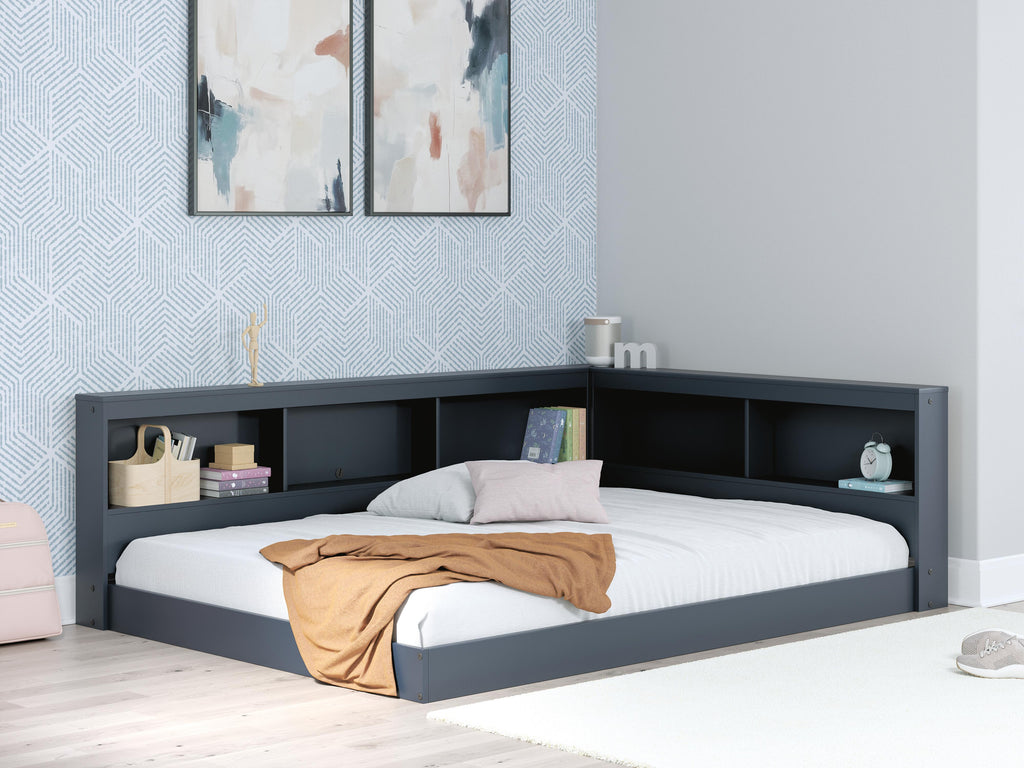 Simmenfort Full Bookcase Storage Bed in Navy Blue, alternate view 2