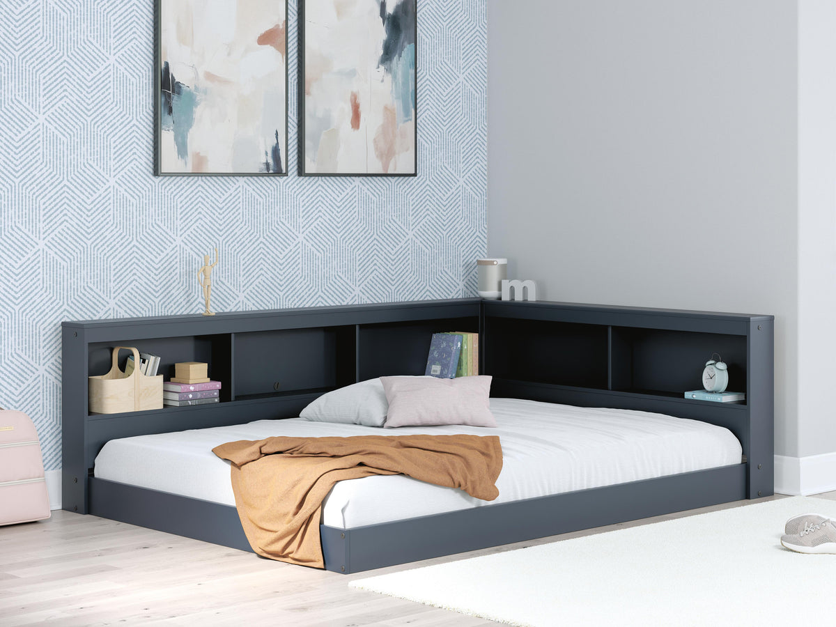Simmenfort Full Bookcase Storage Bed in Navy Blue, alternate view 2