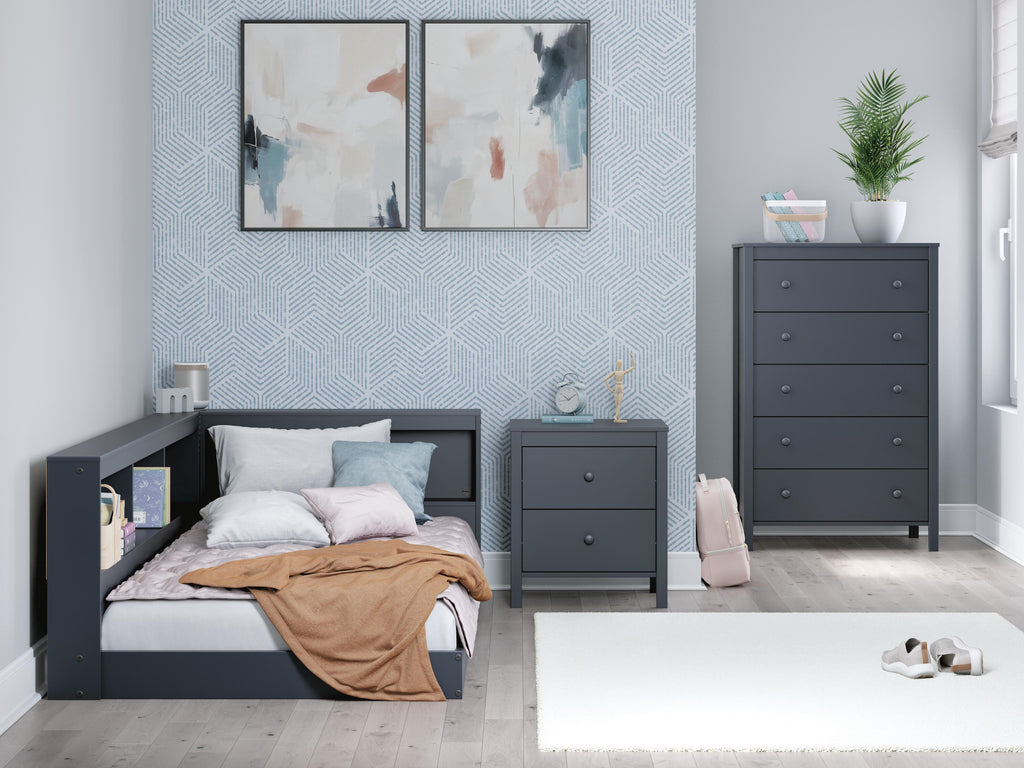 Simmenfort Twin Bookcase Storage Bed in Navy Blue, alternate view 10